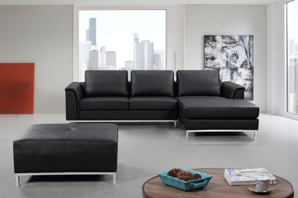 Black Leather Sectional Sofa