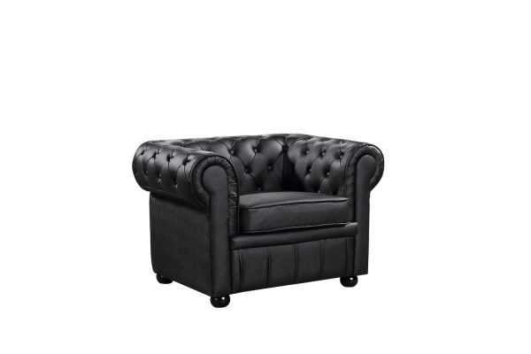 Indoor Black Leather AVIGNON Classic Armchair by Velago