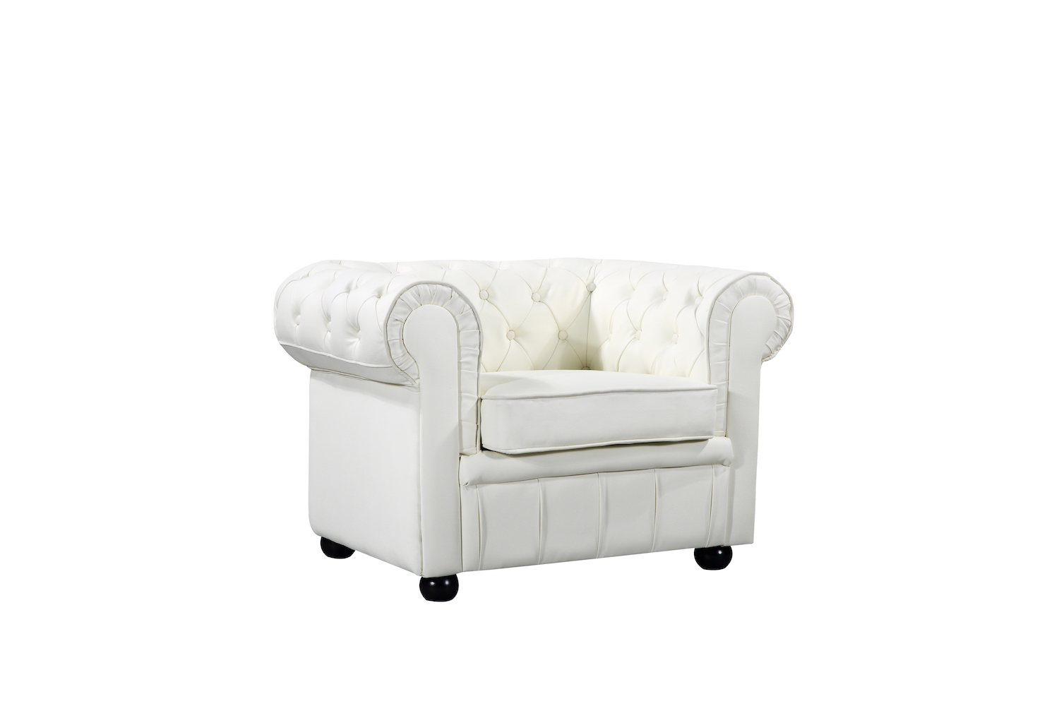 Cream Leather Chesterfield Style Armchair